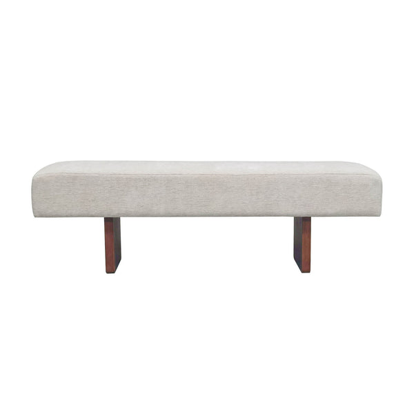 Lh Imports Francesca Bench - Modern Plush Comfort With 100% Polyester Fabric For Stylish Home Beautification Beige Walnut Wood,100% Polyester Fabric,Pu Foam Tw018