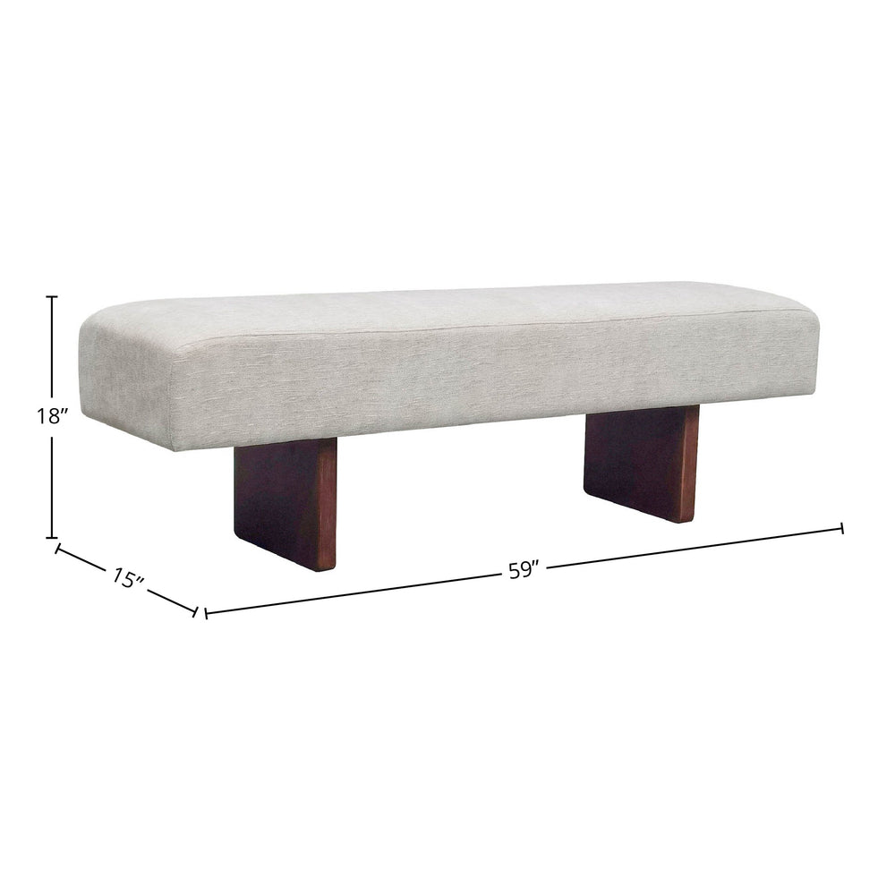 Lh Imports Francesca Bench - Modern Plush Comfort With 100% Polyester Fabric For Stylish Home Beautification Beige Walnut Wood,100% Polyester Fabric,Pu Foam Tw018