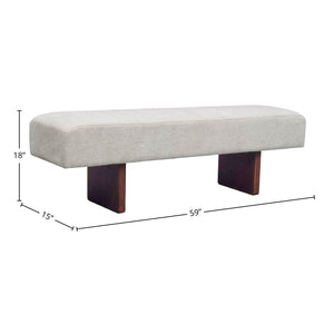 Lh Imports Francesca Bench - Modern Plush Comfort With 100% Polyester Fabric For Stylish Home Beautification Beige Walnut Wood,100% Polyester Fabric,Pu Foam Tw018