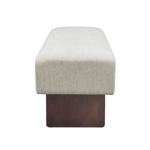 Lh Imports Francesca Bench - Modern Plush Comfort With 100% Polyester Fabric For Stylish Home Beautification Beige Walnut Wood,100% Polyester Fabric,Pu Foam Tw018