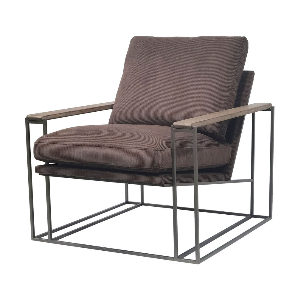 Lh Imports Logan Club Chair - Modern Industrial Style With Plush Comfort And 100% Polyester Fabric For Your Home Brown 100% Polyester Fabric,Pu Foam,Walnut Wood,Metal Tw019