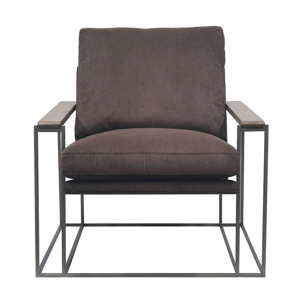Lh Imports Logan Club Chair - Modern Industrial Style With Plush Comfort And 100% Polyester Fabric For Your Home Brown 100% Polyester Fabric,Pu Foam,Walnut Wood,Metal Tw019