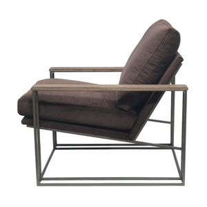 Lh Imports Logan Club Chair - Modern Industrial Style With Plush Comfort And 100% Polyester Fabric For Your Home Brown 100% Polyester Fabric,Pu Foam,Walnut Wood,Metal Tw019