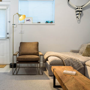 Lh Imports Logan Club Chair - Modern Industrial Style With Plush Comfort And 100% Polyester Fabric For Your Home Brown 100% Polyester Fabric,Pu Foam,Walnut Wood,Metal Tw019