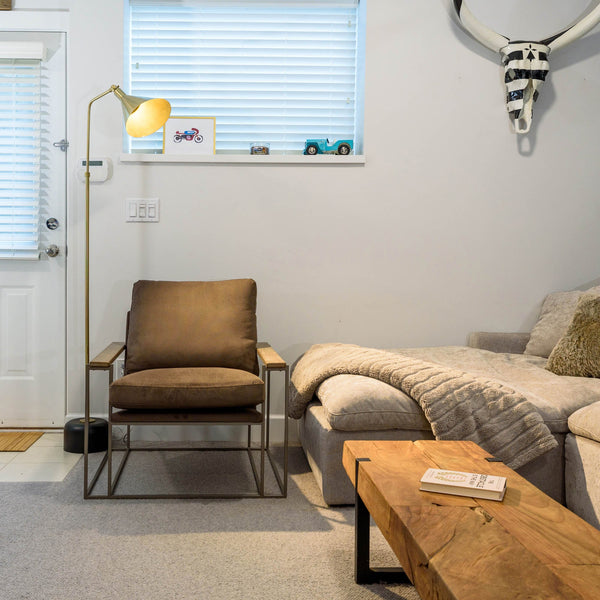 Lh Imports Logan Club Chair - Modern Industrial Style With Plush Comfort And 100% Polyester Fabric For Your Home Brown 100% Polyester Fabric,Pu Foam,Walnut Wood,Metal Tw019