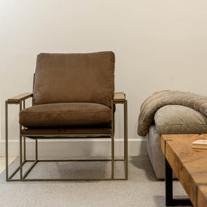 Lh Imports Logan Club Chair - Modern Industrial Style With Plush Comfort And 100% Polyester Fabric For Your Home Brown 100% Polyester Fabric,Pu Foam,Walnut Wood,Metal Tw019