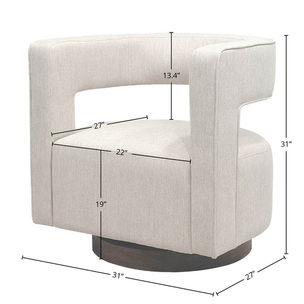 Lh Imports Romer Club Chair - Luxurious Comfort With Rounded Armrests, Plush Cushioning & Elegant Design Beige Pu Foam,100% Polyester Fabric,Wood Base Tw020