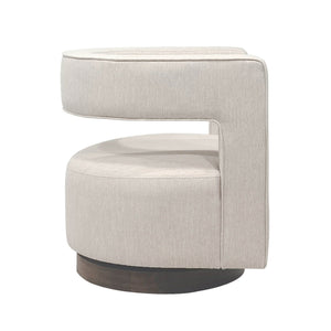 Lh Imports Romer Club Chair - Luxurious Comfort With Rounded Armrests, Plush Cushioning & Elegant Design Beige Pu Foam,100% Polyester Fabric,Wood Base Tw020