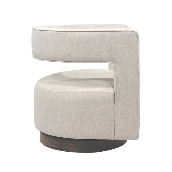 Lh Imports Romer Club Chair - Luxurious Comfort With Rounded Armrests, Plush Cushioning & Elegant Design Beige Pu Foam,100% Polyester Fabric,Wood Base Tw020
