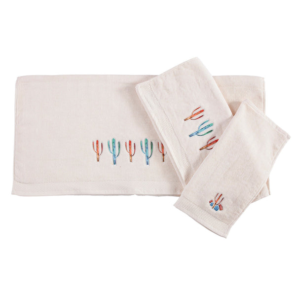 Hiend Accents Serape Cactus Towel Set - Elevate Your Bathroom With Whimsical Embroidery And Luxurious Comfort Cream  Tw1756-os-cr