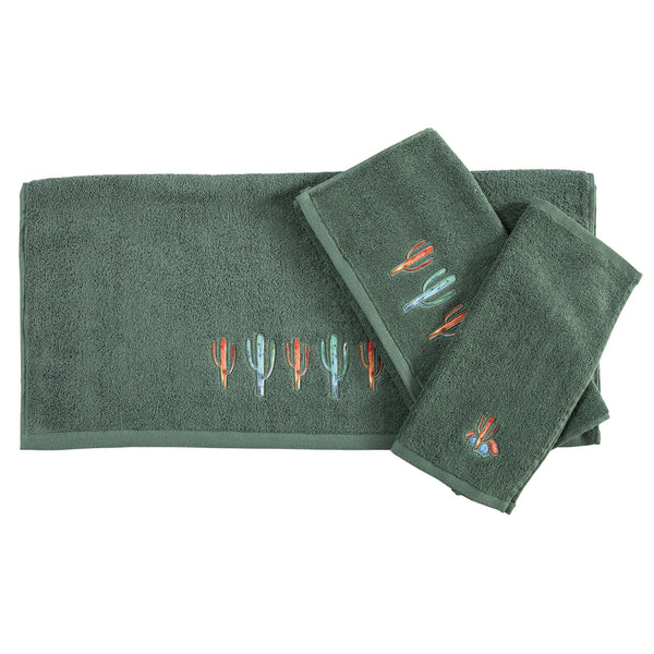 Hiend Accents Serape Cactus Towel Set - Elevate Your Bathroom With Whimsical Embroidery And Luxurious Comfort Turquoise  Tw1756-os-tq