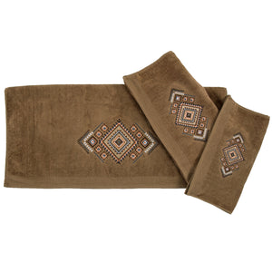 Hiend Accents Sedona Embroidered Aztec Towel Set - Stylish Southwestern Design For Elegant Bathroom Decor Brown 95% Cotton,5% Polyester Tw1811-os-mc