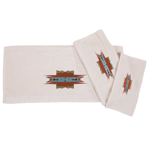 Hiend Accents Mesa Towel Set – Luxurious 3-piece Bath Towels With Southwestern Aztec Embroidery For Your Home Cream 95% Cotton,5% Polyester Tw1813-os-cr