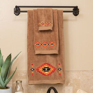 Hiend Accents Del Sol Embroidered Towel Set – Elevate Your Bathroom Decor With Aztec Patterns And Luxurious Cotton Mocha Cotton Tw1835-os-mc