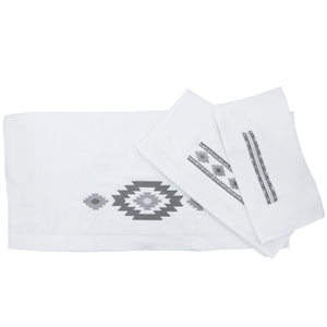 Hiend Accents Free Spirit Embroidery Towel Set - Luxurious 100% Cotton Towels For A Serene Southwestern Retreat White,Gray Cotton Tw1836