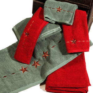 Hiend Accents Embroidered Star Towel Set - Luxurious Cotton Bath Towels For A Cozy Rustic Bathroom Retreat Turquoise 95% Cotton,5% Polyester Tw2010-os-tq