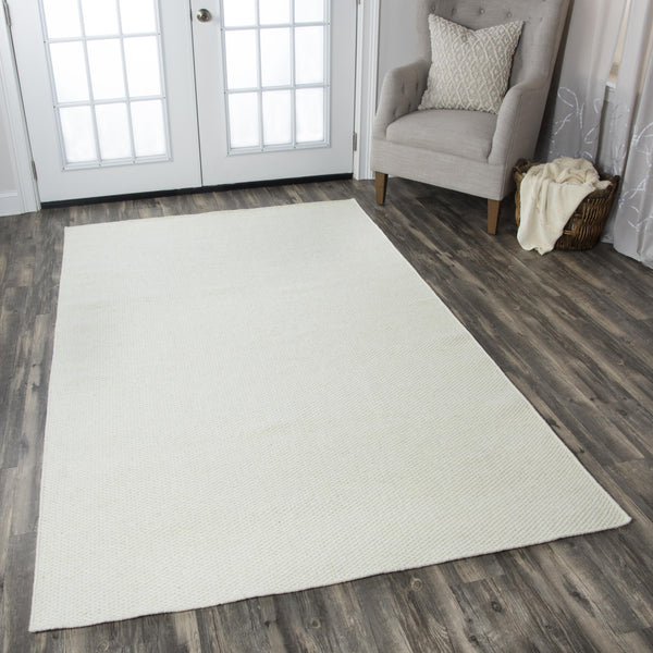 Rizzy Twist TW3065 Hand Woven Casual/Solid Wool Rug Off White  9' x 12'
