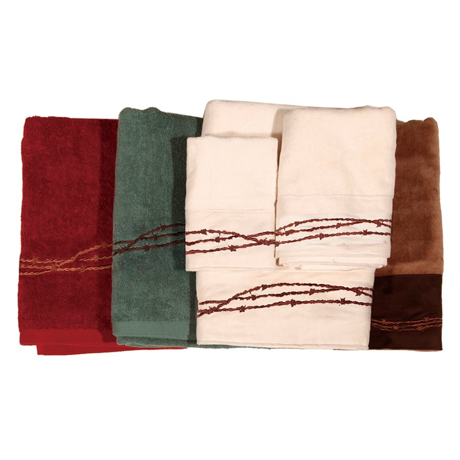 Hiend Accents Embroidered Barbwire Towel Set - Luxurious 3-piece Collection For Rustic Bathroom Elegance Mocha 95% Cotton,5%Polyester Tw3190-os-mc