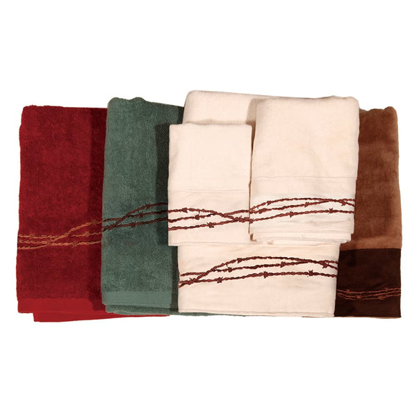 Hiend Accents Embroidered Barbwire Towel Set - Luxurious 3-piece Collection For Rustic Bathroom Elegance Mocha 95% Cotton,5%Polyester Tw3190-os-mc