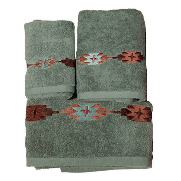 Hiend Accents Embroidered Socorro Towel Set - Luxurious Cotton Towels With Southwestern Charm For Your Bathroom Turquoise 95% Cotton,5%Polyester Tw3510-os-tq