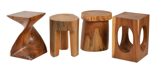 Soho Concept Twist Teak Stool & Side Table - Unique Natural Teak Wood Design For Indoor/Outdoor Use, 500 Lbs Capacity   Soho-concept-dining-chair-14069