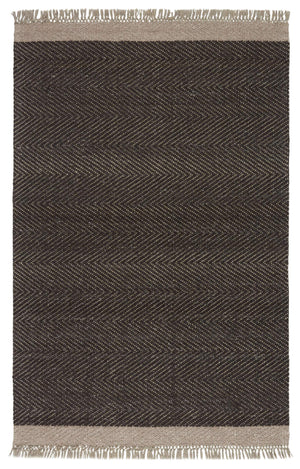 Jaipur Living Jaipur Living Handwoven Wool Chevron Area Rug with Fringe for Modern Rooms Dark Gray 5'X8' RUG148785