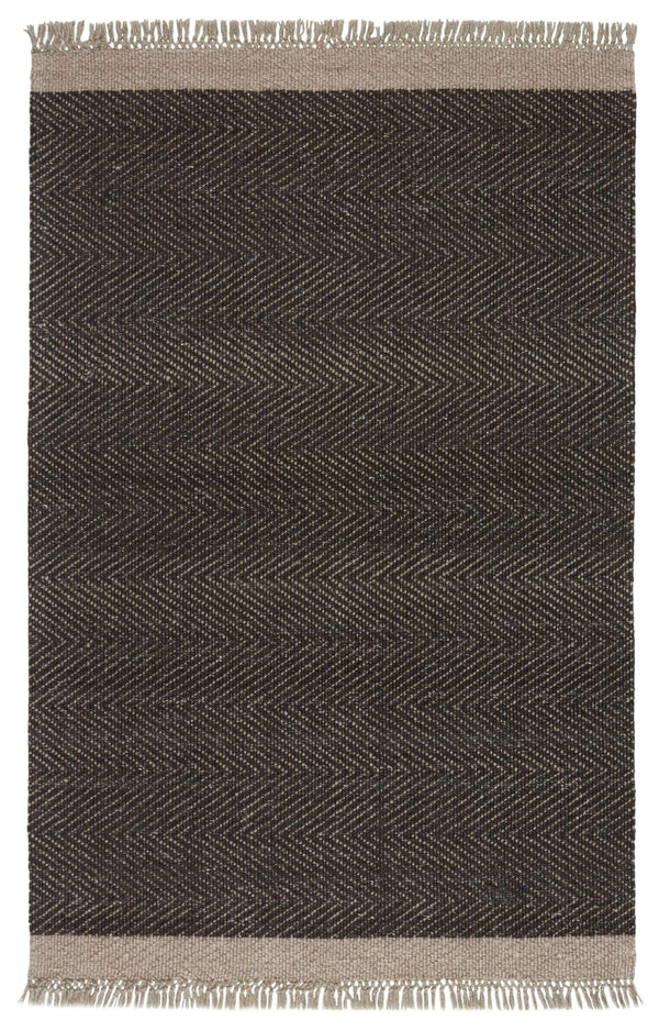 Jaipur Living Jaipur Living Handwoven Wool Chevron Area Rug with Fringe for Modern Rooms Dark Gray 5'X8' RUG148785