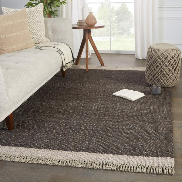 Jaipur Living Jaipur Living Handwoven Wool Chevron Area Rug with Fringe for Modern Rooms Dark Gray 5'X8' RUG148785