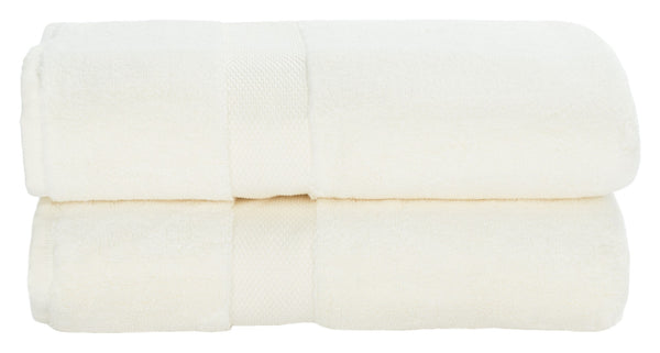 Safavieh Super Plush Bath Towel Set - Experience Spa-Like Comfort with 640 GSM Cotton Towels for Daily Luxury Ivory TWL1050B-SET2