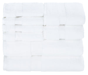 Safavieh Super Plush 8-Piece Towel Bundle - Luxurious 640 GSM Cotton for Ultimate Softness & Absorbency White TWL1850A