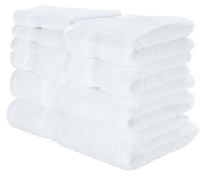 Safavieh Super Plush 8-Piece Towel Bundle - Luxurious 640 GSM Cotton for Ultimate Softness & Absorbency White TWL1850A