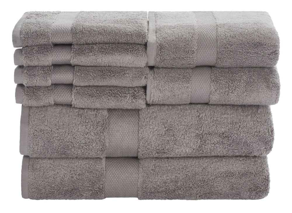 Safavieh Super Plush 8-Piece Towel Bundle - Luxurious 640 GSM Cotton for Ultimate Softness & Absorbency Grey TWL1850C