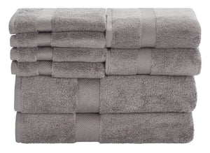 Safavieh Super Plush 8-Piece Towel Bundle - Luxurious 640 GSM Cotton for Ultimate Softness & Absorbency Grey TWL1850C