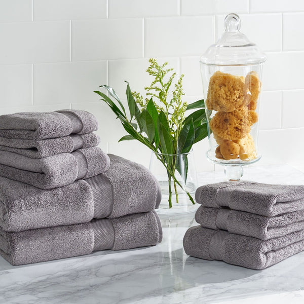 Safavieh Super Plush 8-Piece Towel Bundle - Luxurious 640 GSM Cotton for Ultimate Softness & Absorbency Grey TWL1850C