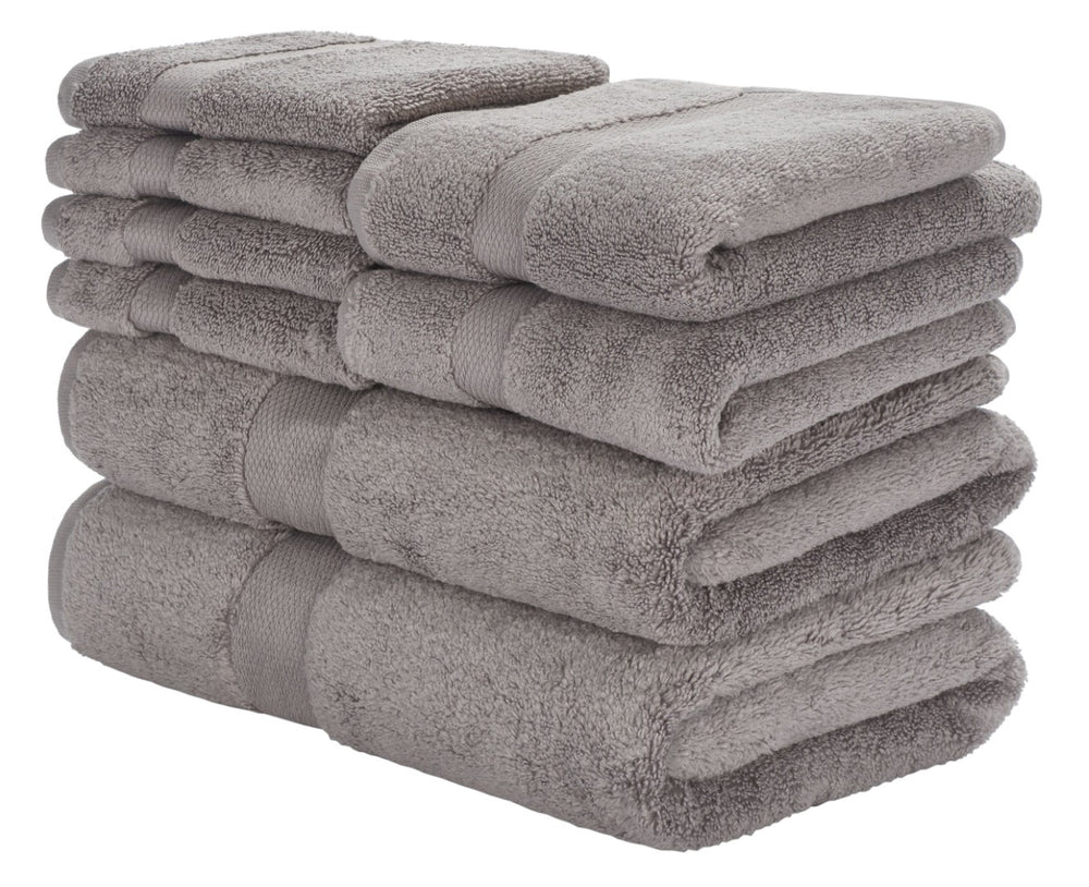 Safavieh Super Plush 8-Piece Towel Bundle - Luxurious 640 GSM Cotton for Ultimate Softness & Absorbency Grey TWL1850C