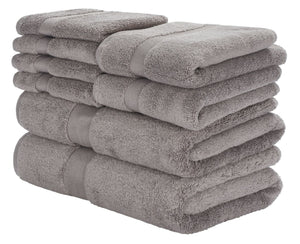 Safavieh Super Plush 8-Piece Towel Bundle - Luxurious 640 GSM Cotton for Ultimate Softness & Absorbency Grey TWL1850C