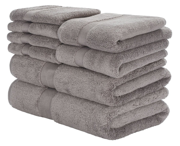 Safavieh Super Plush 8-Piece Towel Bundle - Luxurious 640 GSM Cotton for Ultimate Softness & Absorbency Grey TWL1850C