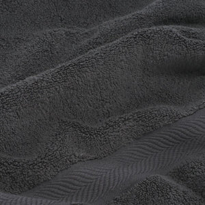 Safavieh Signature, 8 Piece Cotton Towel Set 650 GSM Chevron Dobby Border Hotel Bath Bundle Dark Gray TWL1860C