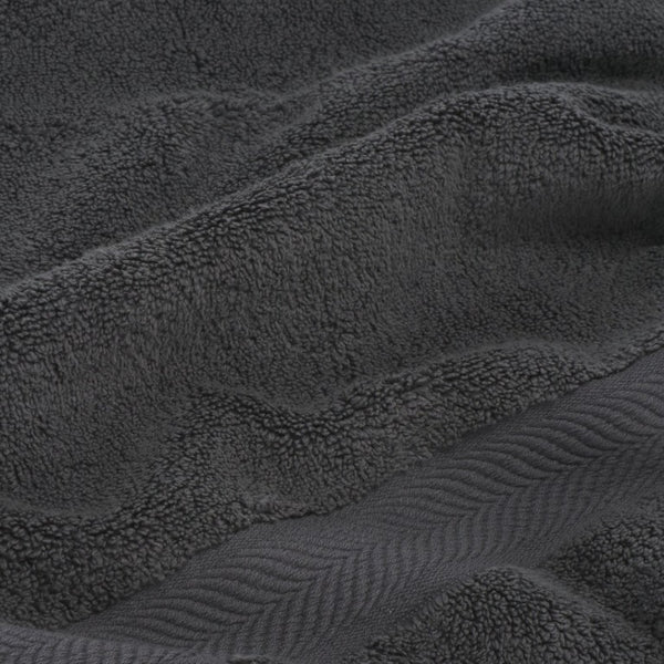 Safavieh Signature, 8 Piece Cotton Towel Set 650 GSM Chevron Dobby Border Hotel Bath Bundle Dark Gray TWL1860C