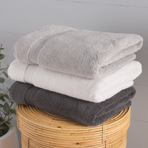 Safavieh Signature, 8 Piece Cotton Towel Set 650 GSM Chevron Dobby Border Hotel Bath Bundle Dark Gray TWL1860C