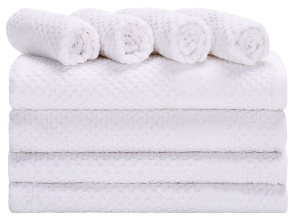 Safavieh Chelsea, 8 Piece Cotton Towel Set with Popcorn Weave Texture for a Plush Spa Bath White TWL1870A