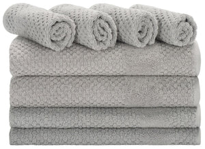 Safavieh Chelsea, 8 Piece Cotton Towel Set with Popcorn Weave Texture for a Plush Spa Bath Gray TWL1870B