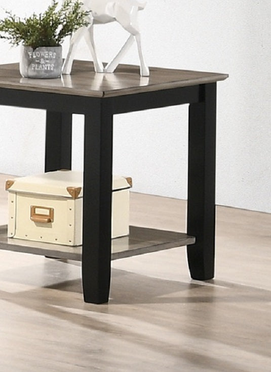 English Elm Simple Contemporary End Table with Walnut Veneer Top and Solid Rubberwood Legs, Square 22" Accent Table Walnut 11 L x 22 W x 27 H HSESF00F6385