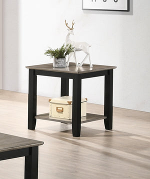 English Elm Simple Contemporary End Table with Walnut Veneer Top and Solid Rubberwood Legs, Square 22" Accent Table Walnut 11 L x 22 W x 27 H HSESF00F6385