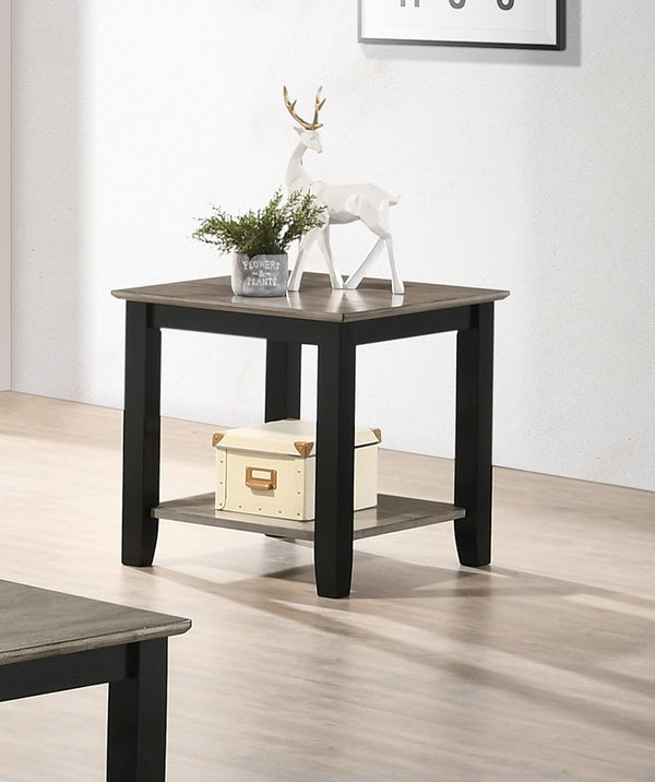English Elm Simple Contemporary End Table with Walnut Veneer Top and Solid Rubberwood Legs, Square 22" Accent Table Walnut 11 L x 22 W x 27 H HSESF00F6385