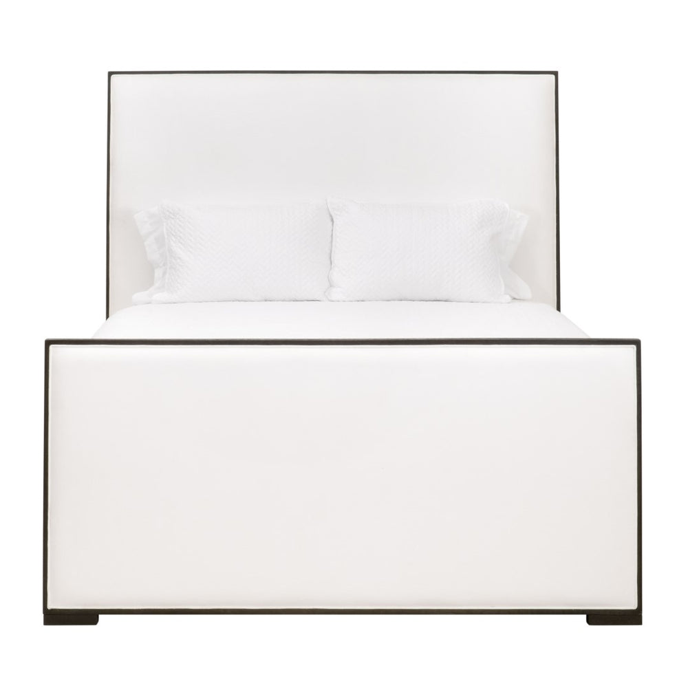 Essentials For Living Tailor Upholstered Bed With Matte Brown Oak Trimming - Stylish, Durable Design For Modern Bedrooms Matte Brown Oak Solid Oak Wood,Plywood,Metal 7131-2.Lpprl/Mbo