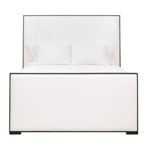 Essentials For Living Tailor Upholstered Bed With Matte Brown Oak Trimming - Stylish, Durable Design For Modern Bedrooms Matte Brown Oak Solid Oak Wood,Plywood,Metal 7131-2.Lpprl/Mbo