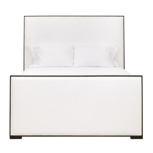 Essentials For Living Tailor Upholstered Bed With Matte Brown Oak Trimming - Stylish, Durable Design For Modern Bedrooms Matte Brown Oak Solid Oak Wood,Plywood,Metal 7131-2.Lpprl/Mbo