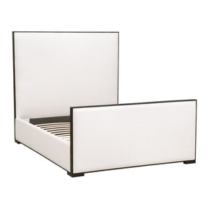 Essentials For Living Tailor Upholstered Bed With Matte Brown Oak Trimming - Stylish, Durable Design For Modern Bedrooms Matte Brown Oak Solid Oak Wood,Plywood,Metal 7131-2.Lpprl/Mbo