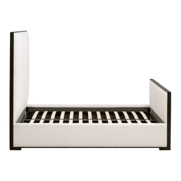 Essentials For Living Tailor Upholstered Bed With Matte Brown Oak Trimming - Stylish, Durable Design For Modern Bedrooms Matte Brown Oak Solid Oak Wood,Plywood,Metal 7131-2.Lpprl/Mbo